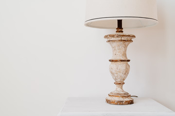 vintage stem table lamp with shade, pastel colours