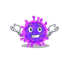 Happy face of alpha coronavirus mascot cartoon style