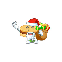 Brown alfajor Cartoon character of Santa with box of gift