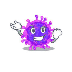 Fototapeta premium alpha coronavirus cartoon character style with happy face