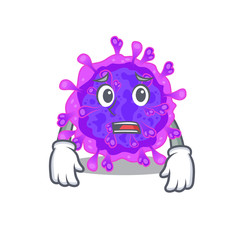 Cartoon picture of alpha coronavirus showing anxious face