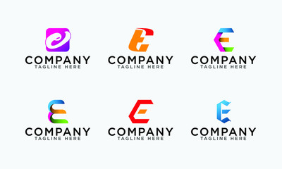 Letter E logo set vector letter logo set template