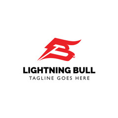 letter B Lightning Bull vector.
