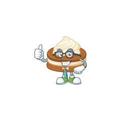 White cream alfajor successful Businessman cartoon design with glasses and tie