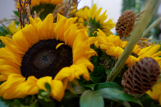 Image of a bouquet with sunflowers.