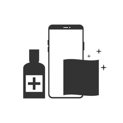 Smartphone disinfection sign. Disease Prevention Personal hygiene concept. Vector illustration