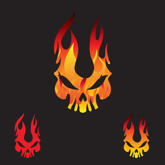 Flame Skull logo. vector