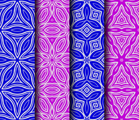 set of geometric floral seamless pattern background. Luxury texture for wallpaper, invitation. Vector illustration.