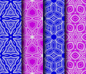 set of geometric floral seamless pattern background. Luxury texture for wallpaper, invitation. Vector illustration.