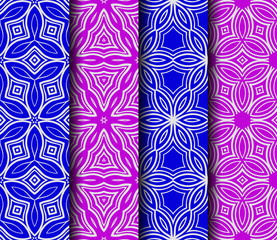 set of geometric floral seamless pattern background. Luxury texture for wallpaper, invitation. Vector illustration.