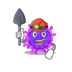 Cool miner worker of alpha coronavirus cartoon character design