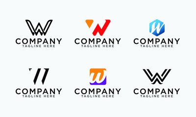 Letter W logo set abstract vector letter W logo set template