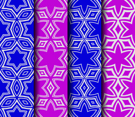 set of geometric floral seamless pattern background. Luxury texture for wallpaper, invitation. Vector illustration.