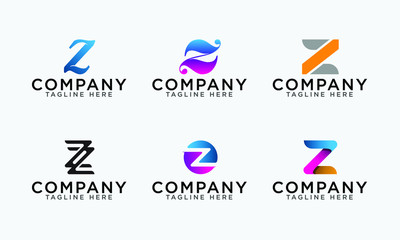 Letter Z logo set abstract vector letter Zlogo set template