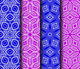 set of geometric floral seamless pattern background. Luxury texture for wallpaper, invitation. Vector illustration.