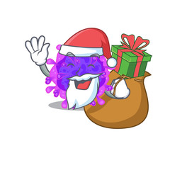 Santa alpha coronavirus Cartoon character design with box of gift