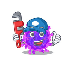Smart Plumber alpha coronavirus on cartoon character design
