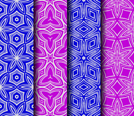 set of geometric floral seamless pattern background. Luxury texture for wallpaper, invitation. Vector illustration.