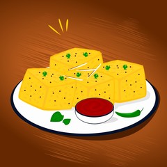 Dhokla indian Gujarati Food Vector