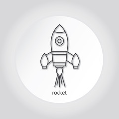 Rocket line icon on gray background