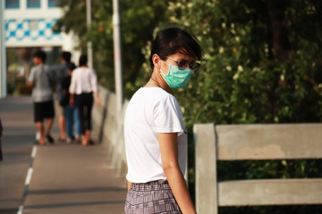 woman in protective mask