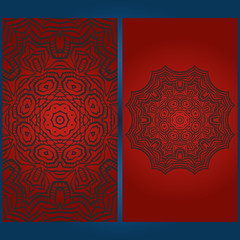 Templates card with mandala design. Vector illustration. For visit card, business, greeting card invitation