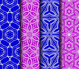 set of geometric floral seamless pattern background. Luxury texture for wallpaper, invitation. Vector illustration.