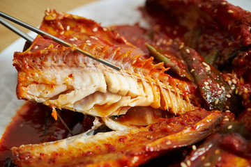 Korean spicy braised fish dish 