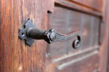 brass door handle on church