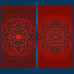 Templates card with mandala design. Vector illustration. For visit card, business, greeting card invitation