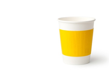 Paper coffee cup isolated on white background.