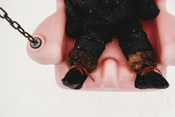 Winter Baby Booties on Swing