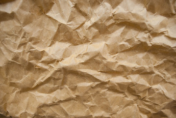 Brown crumpled paper texture and background