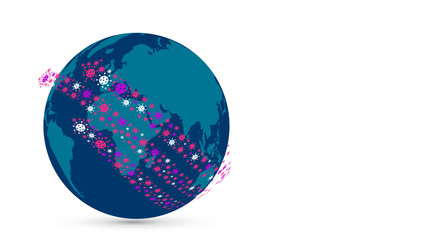 Graphic design with viruses raging around the world.