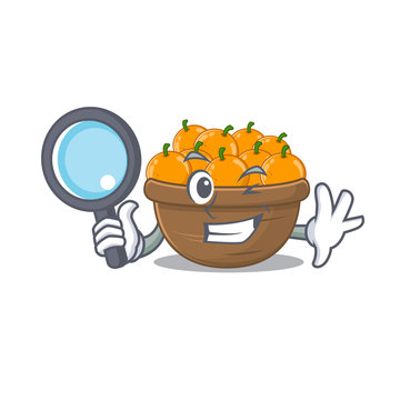 orange fruit basket in Smart Detective picture character design
