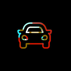 Symbol car from multi-colored circles and stripes. Red, brown, blue, white