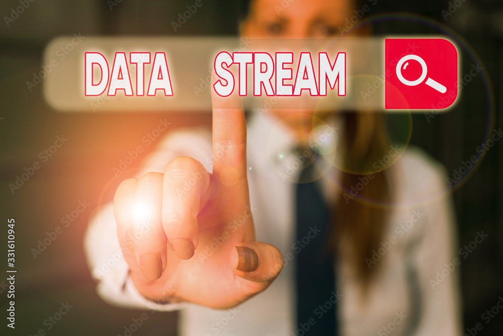 Poster word writing text data stream. business photo showcasing sequence of digitally encoded coherent sign