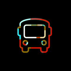 Symbol bus from multi-colored circles and stripes. Red, brown, blue, white