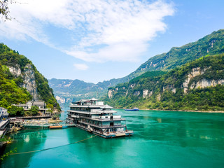 Three Gorges Tribe Scenic Spot along the Yangtze River; located in the Xiling Gorge of Three...