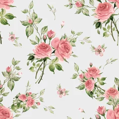 Poster  Seamless watercolor pattern with rose buds and leaves © Irina Chekmareva