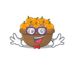 Super Funny Geek orange fruit basket cartoon character design