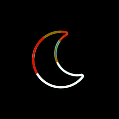 Obraz premium Symbol moon from multi-colored circles and stripes. Red, brown, blue, white