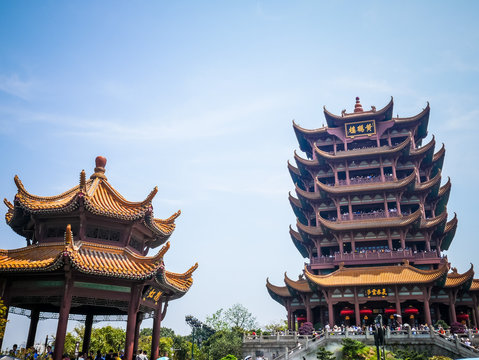 HUBEI,CHINA 5 april2019 - people visit Yellow crane pavillion(Huanghelou),locatedin Wuhan city