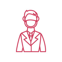 medical doctor with mouth mask icon, line style