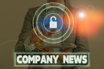 Conceptual hand writing showing Company News. Concept meaning provides news and feature articles...