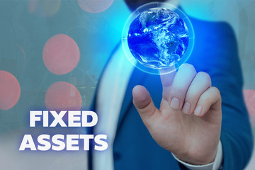 Text sign showing Fixed Assets. Business photo showcasing longterm tangible piece of property or...