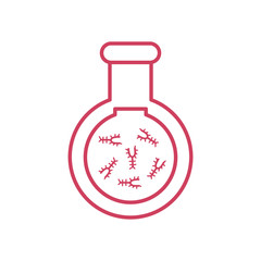 chemical flask with virus germs icon, line style