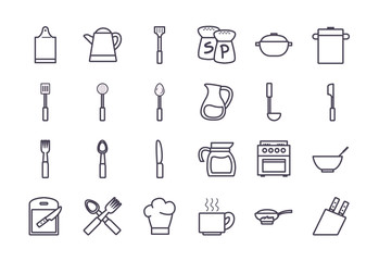 Isolated kitchen and cook gradient style icon set vector design
