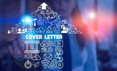 Handwriting text Cover Letter. Conceptual photo document explaining the applicant s is credentials...