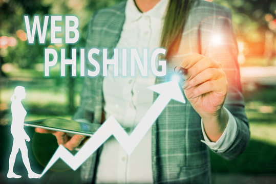Conceptual hand writing showing Web Phishing. Concept meaning fraudulent attempt to obtain sensitive details by disguising